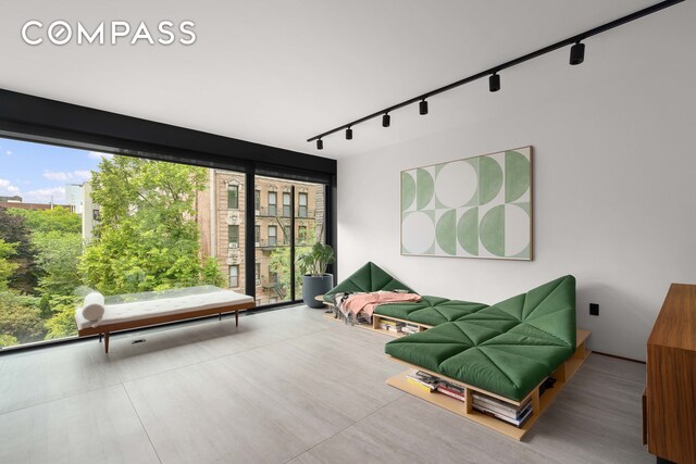 619 E 6th St Unit 4, New York City, NY 10009 - living area with rail lighting and healthy amount of natural light