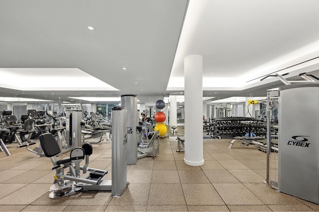 241 5th Ave Unit 5C, New York City, NY 10016 - workout area featuring a tray ceiling