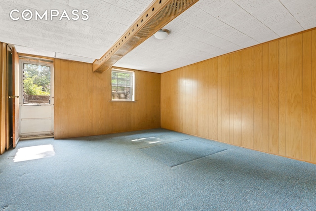 536 E 43rd St, New York City, NY 11203 - spare room with wooden walls and carpet floors