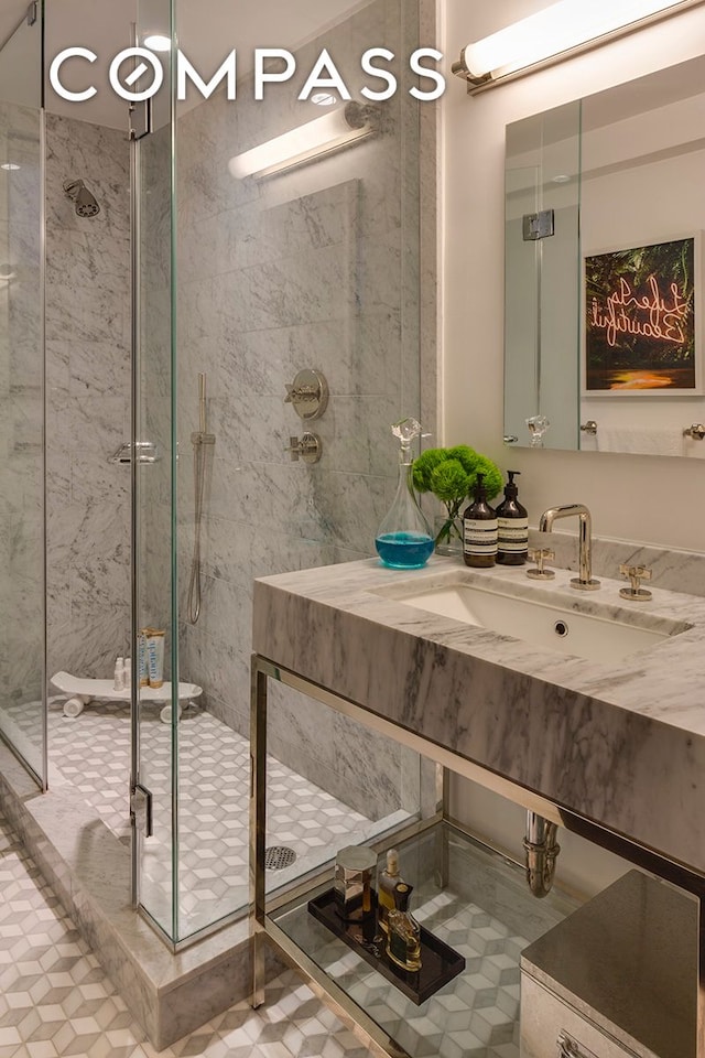 44 Gramercy Park N Unit 6F, New York City, NY 10010 - full bath with a stall shower and vanity