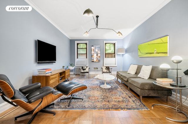 163 Ocean Ave Unit 1N, New York City, NY 11225 - living room with crown molding and baseboards