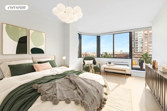 1991 Broadway Ph Ph, New York City, NY 10023 - bedroom featuring a view of city, multiple windows, and a chandelier