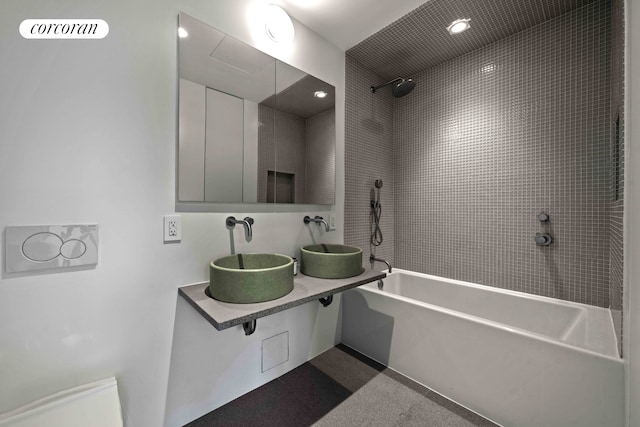 9 Chapel St Unit 9A, New York City, NY 11201 - full bathroom featuring washtub / shower combination and double vanity