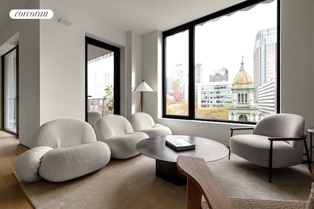 9 Chapel St Unit 9A, New York City, NY 11201 - sitting room with a city view and wood finished floors