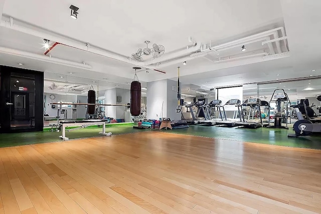 5 E 22nd St Unit 3F, New York City, NY 10010 - exercise room featuring wood finished floors