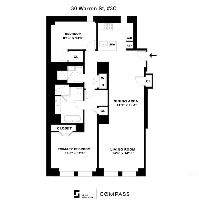 37 Warren St Unit 3C, New York City, NY 10007 - view of floor plan / room layout