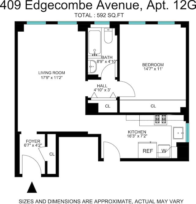 409 Edgecombe Ave Unit 12-G, New York City, NY 10032 - home floor plan