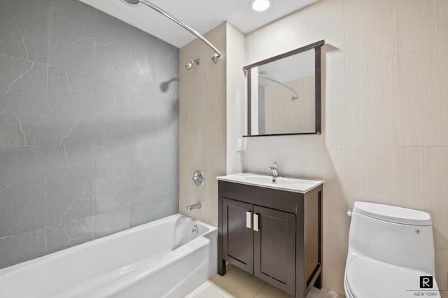 456 W 167th St Unit 2-A, New York City, NY 10032 - full bath with bathtub / shower combination, vanity, and tile walls