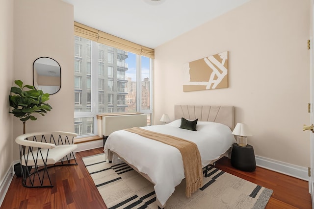 300 E 77th St Unit 10C, New York City, NY 10075 - bedroom featuring baseboards, wood finished floors, and a city view