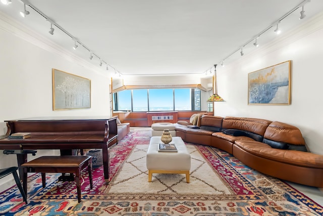60 E End Ave Unit 27B, New York City, NY 10028 - living area featuring rail lighting and ornamental molding