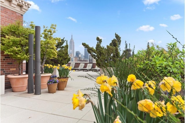 465 W 23rd St Unit 19D, New York City, NY 10011 - view of patio featuring a skyline view