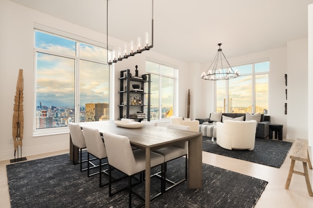 30 Park Pl Unit 60B, New York City, NY 10007 - dining room with a chandelier and a view of city