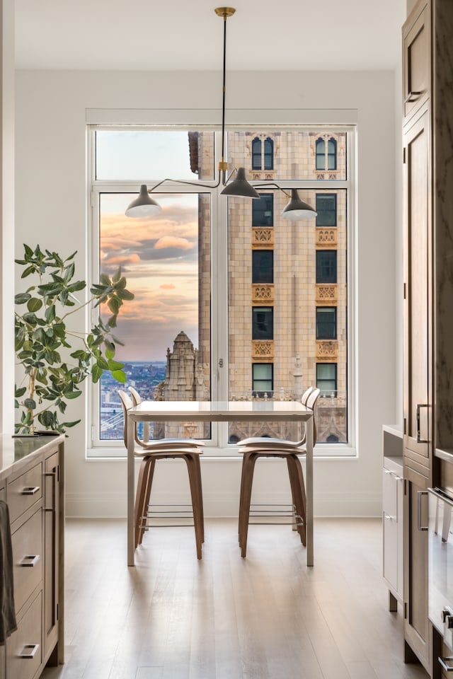 30 Park Pl Unit 60B, New York City, NY 10007 - dining area with plenty of natural light, light wood-style flooring, and baseboards