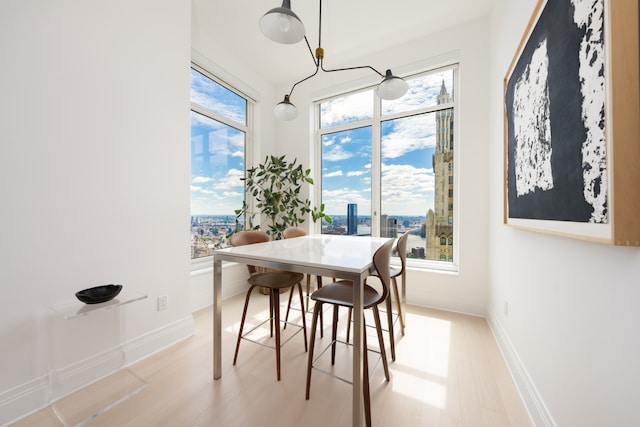 30 Park Pl Unit 60B, New York City, NY 10007 - dining space with light wood-type flooring and baseboards