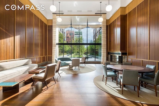 150 Charles St Unit 4An, New York City, NY 10014 - building lobby featuring wood walls and expansive windows