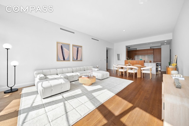 150 Charles St Unit 4An, New York City, NY 10014 - living room with dark wood-type flooring
