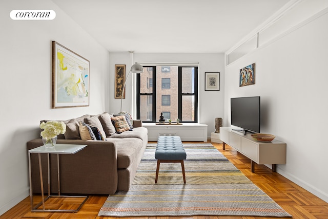 361 Clinton Ave Unit 5B, New York City, NY 11238 - living room featuring baseboards