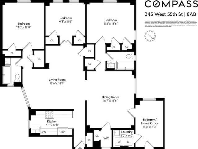 345 W 55th St Unit 8Ab, New York City, NY 10019 - room layout