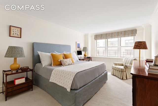 174 E 74th St Unit 3A, New York City, NY 10021 - bedroom featuring light carpet and crown molding