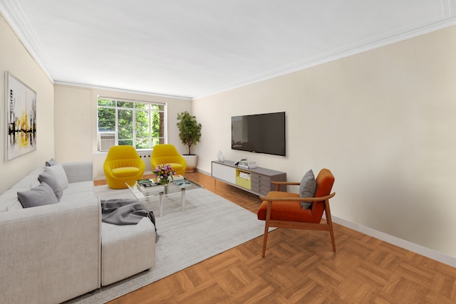 250 W 24th St Unit 1Cw, New York City, NY 10011 - living area featuring crown molding and baseboards