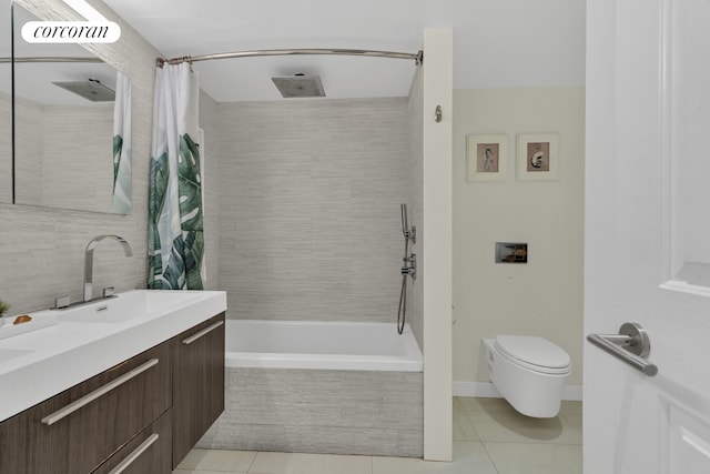 89 State St Unit 1, New York City, NY 11201 - bathroom featuring tile patterned floors, double vanity, and a combined bath / shower with rainfall shower