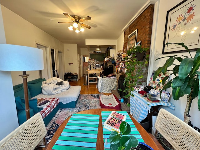 298 12th St Unit 2F, New York City, NY 11215 - living room with wood finished floors and a ceiling fan