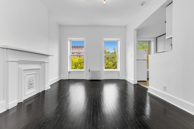 367 Carlton Ave, New York City, NY 11238 - unfurnished living room featuring radiator and wood-type flooring