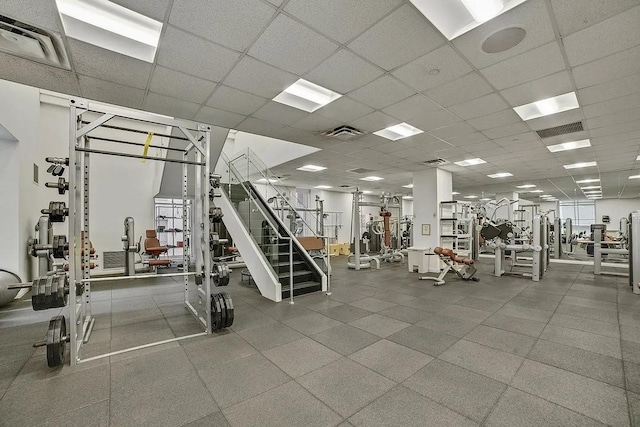 55 Wall St Unit 816, New York City, NY 10005 - gym with a paneled ceiling