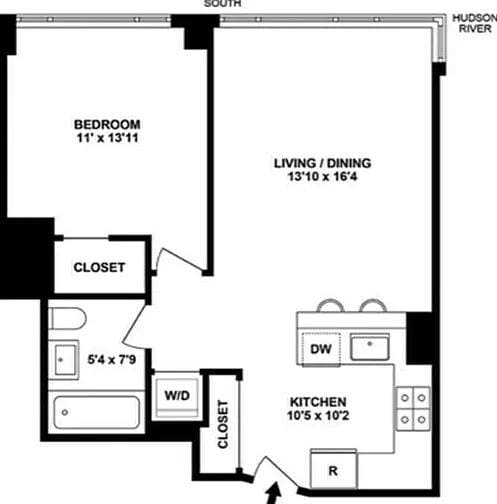 635 W 42nd St Unit 12M, New York City, NY 10036 - view of floor plan / room layout