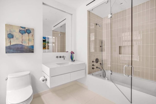 21 W 20th St Unit Ph1, New York City, NY 10011 - full bath featuring vanity, combined bath / shower with glass door, and tile patterned floors