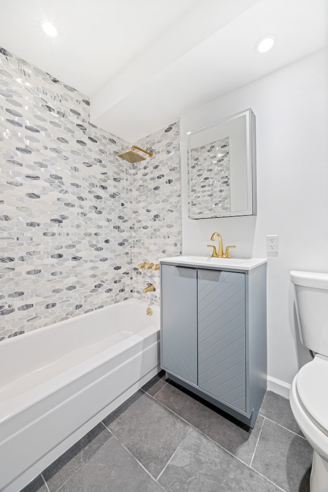 365 Clinton Ave Unit 6F, New York City, NY 11238 - full bath with vanity, tub / shower combination, tile patterned flooring, and recessed lighting