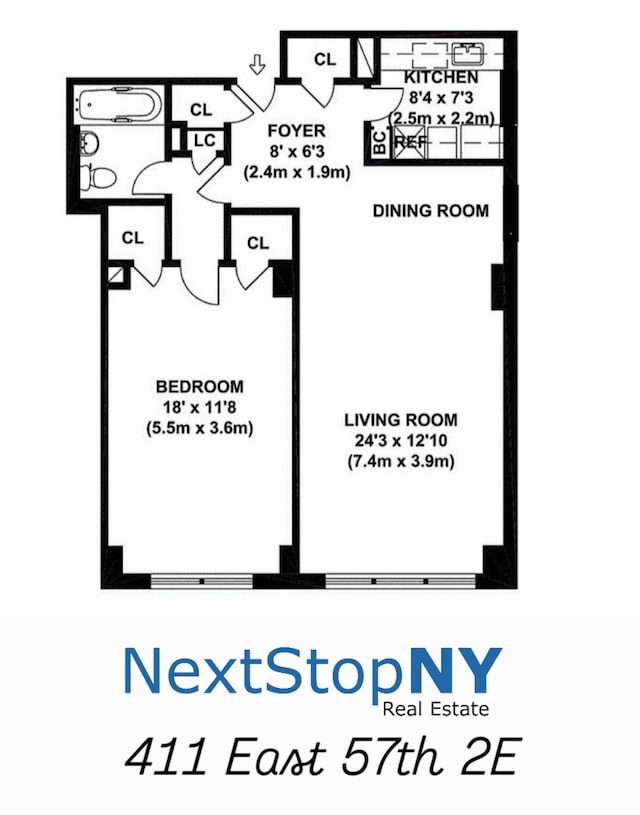 411 E 57th St Unit 2E, New York City, NY 10022 - view of room layout