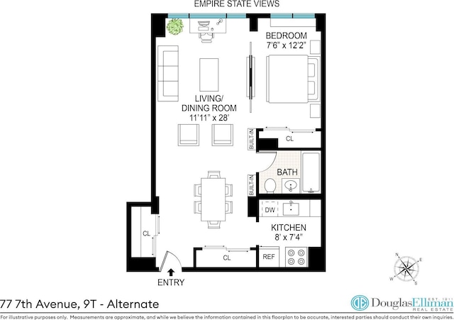 77 7th Ave Unit 9T, New York City, NY 10011 - home floor plan