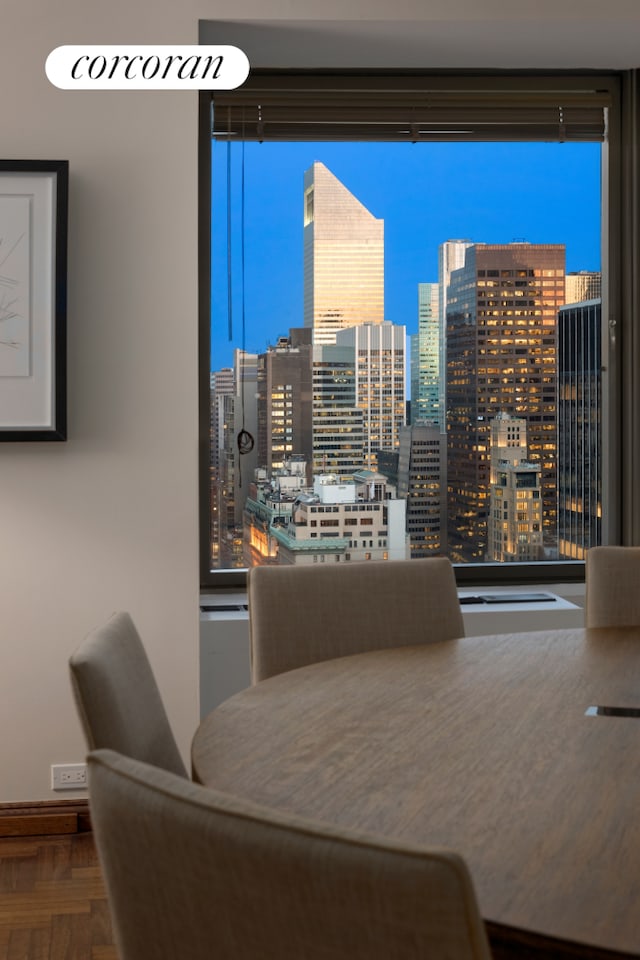 150 W 56th St Unit 3502, New York City, NY 10019 - dining space featuring a view of city