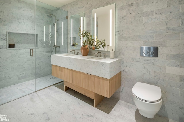 353 20th St Unit Th, New York City, NY 11215 - full bath featuring tile walls, tiled shower, and double vanity