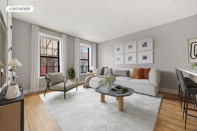 680 Hendrix St, New York City, NY 11207 - living area featuring light wood-style floors and baseboards