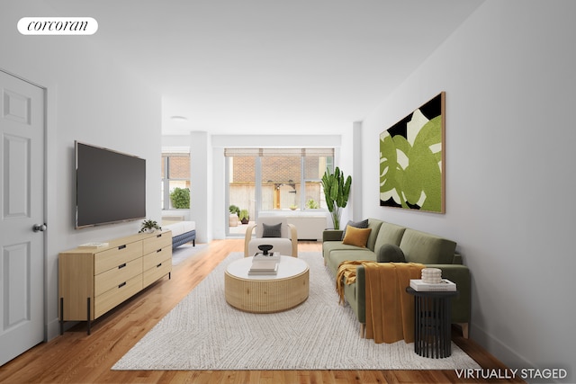 330 E 49th St Unit 1A, New York City, NY 10017 - living room with light wood-type flooring