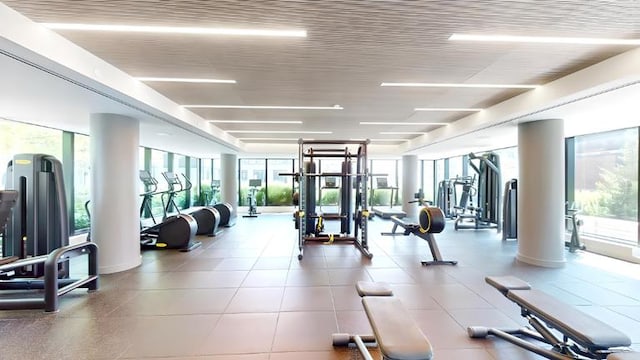 202 Broome St Unit 9M, New York City, NY 10013 - exercise room with healthy amount of natural light and floor to ceiling windows