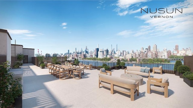 30-55 Vernon Blvd Unit 2P, New York City, NY 11102 - view of patio / terrace with an outdoor hangout area and a skyline view