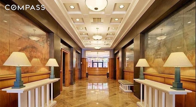 404 E 76th St Unit 30A, New York City, NY 10021 - common area featuring coffered ceiling and ornamental molding