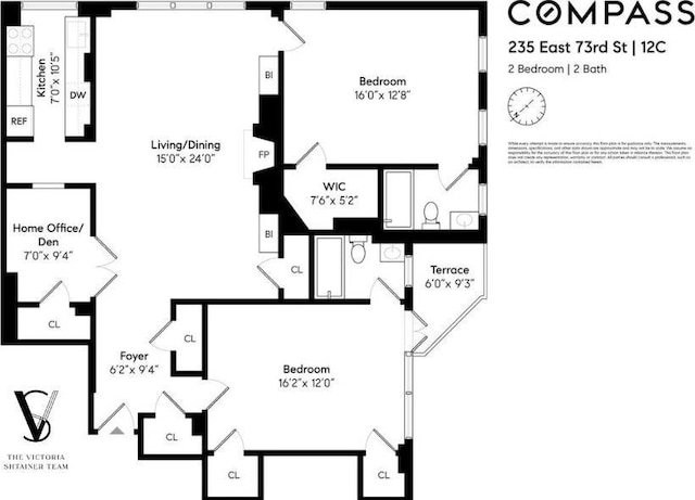 235 E 73rd St Unit 12C, New York City, NY 10021 - view of floor plan / room layout