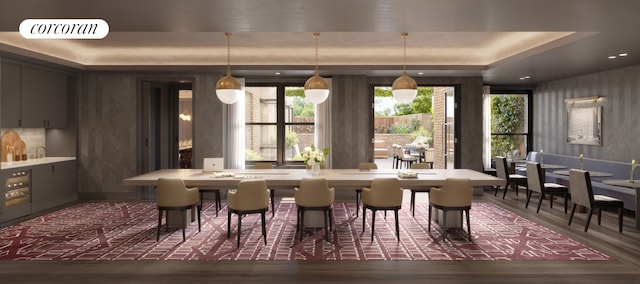720 W End Ave Unit 8J, New York City, NY 10025 - dining space featuring wood finished floors and a tray ceiling