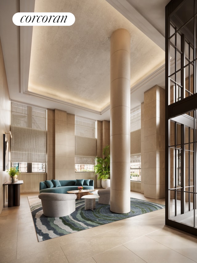 720 W End Ave Unit 8J, New York City, NY 10025 - lobby featuring a textured ceiling