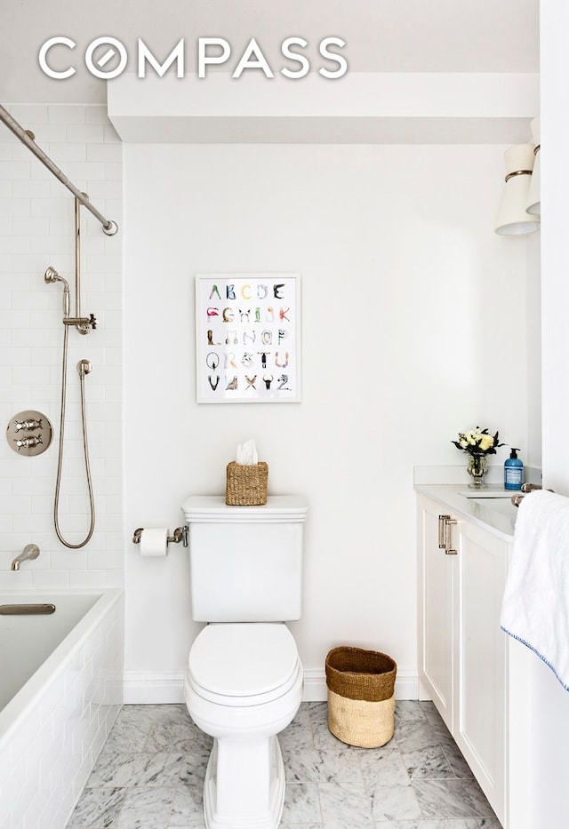 975 Park Ave Unit 14D, New York City, NY 10028 - bathroom with marble look tiles and shower / washtub combination