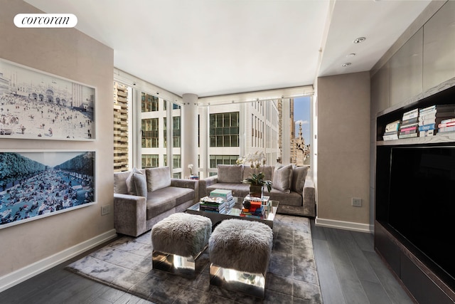 408 E 79th St Unit 9A, New York City, NY 10075 - living room with dark wood-type flooring and baseboards