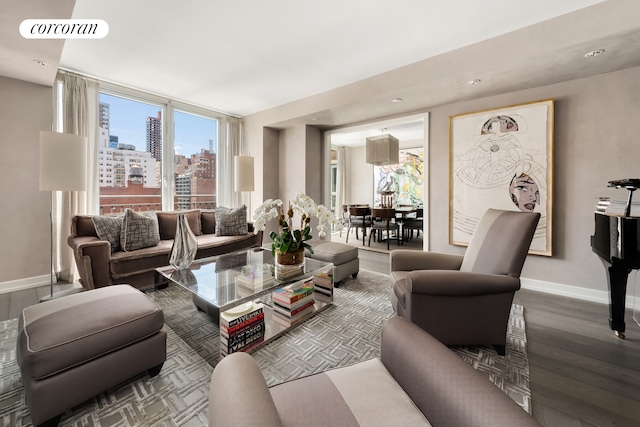 408 E 79th St Unit 9A, New York City, NY 10075 - living area featuring wood finished floors and a city view