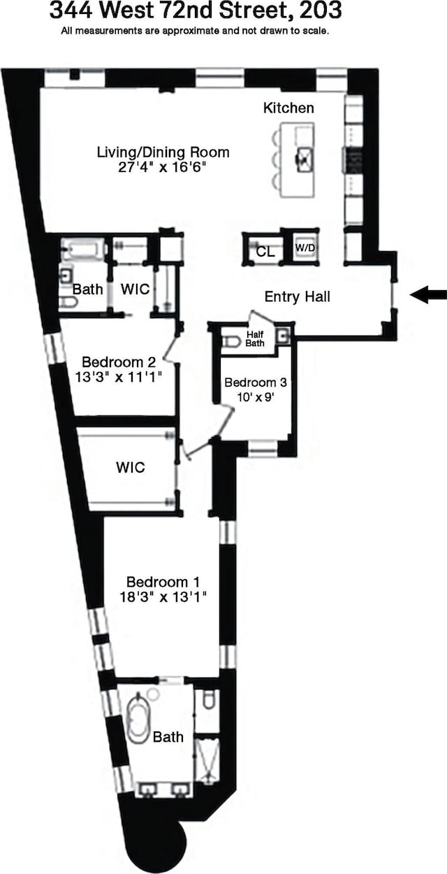 344 W 72nd St Unit 203, New York City, NY 10023 - view of home floor plan