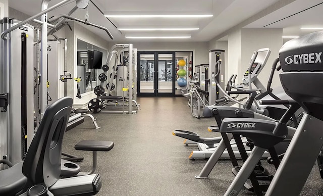 344 W 72nd St Unit 203, New York City, NY 10023 - gym with french doors