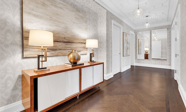 344 W 72nd St Unit 203, New York City, NY 10023 - corridor with wallpapered walls and baseboards