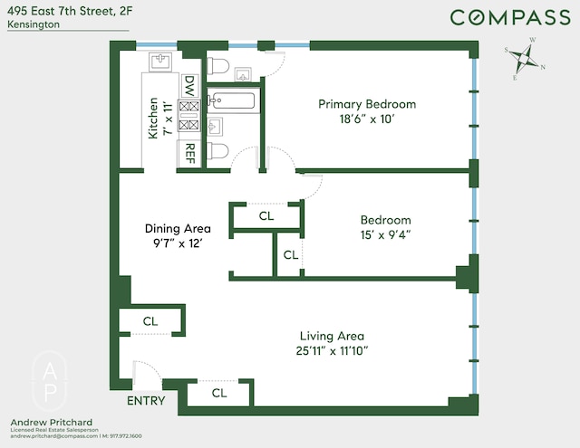 495 E 7th St Unit 2F, New York City, NY 11218 - floor plan / room layout